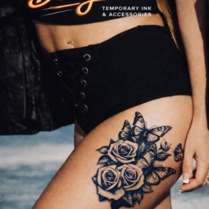Butterfly Rose Bloom Tattoo