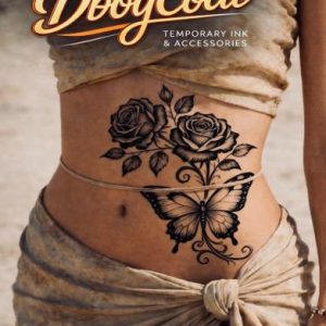 Butterfly and Two Roses Tattoo